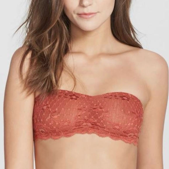 Intimately Free People Essential Lace Terracotta Bandeau Bralette Medium - Picture 2 of 10